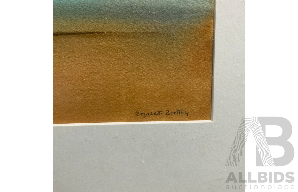 Two of Seaside Blue Ocean and Sand, Mixed Media on Board with Frame ( 56x46.5cm) by Elizabeth Boothby