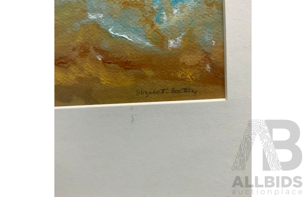 Two of Seaside Blue Ocean and Sand, Mixed Media on Board with Frame ( 56x46.5cm) by Elizabeth Boothby