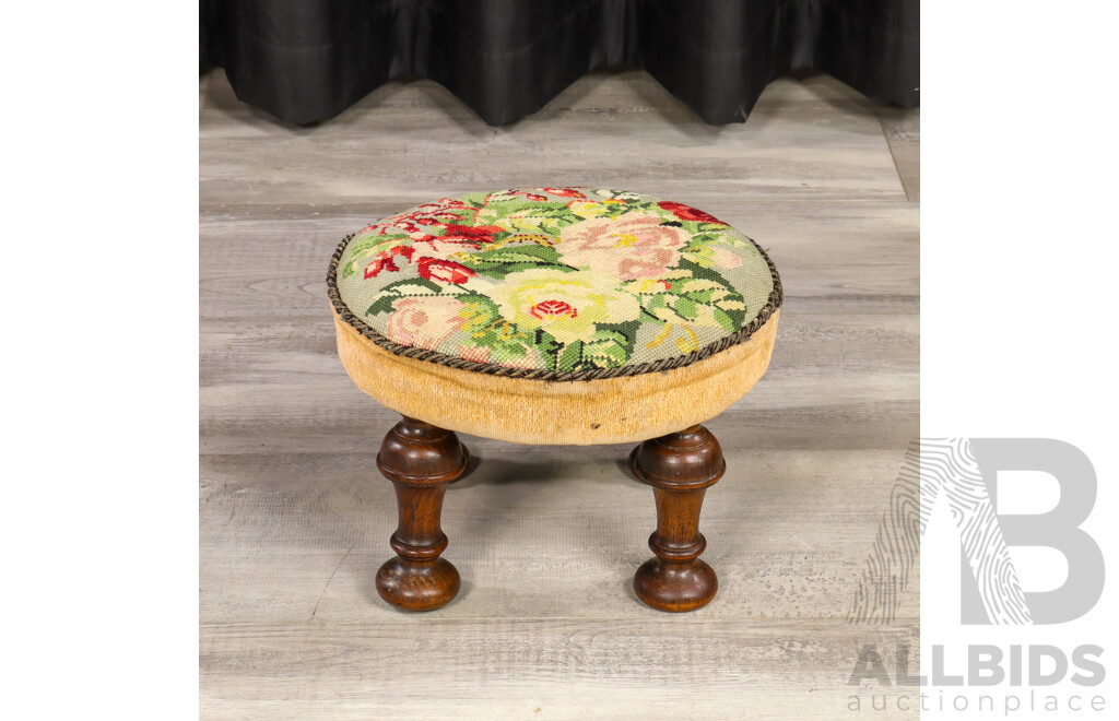 Vintage Tapestry Top Footstool