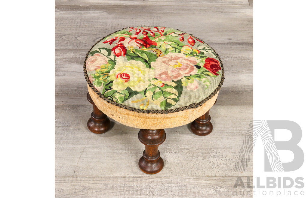 Vintage Tapestry Top Footstool
