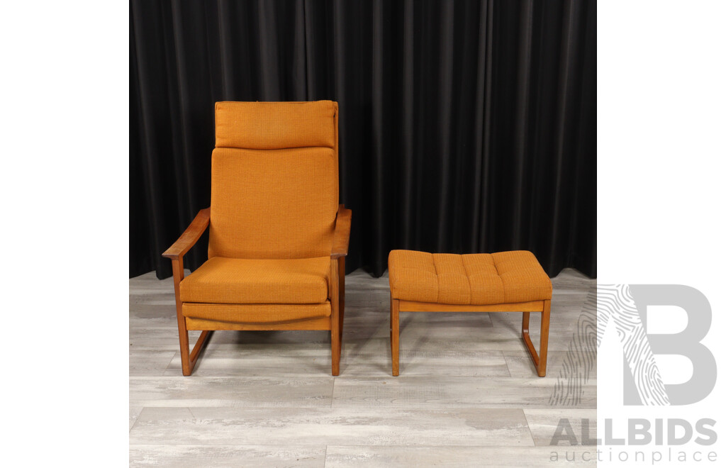 Vintage Coachwood Framed Lounge Chair Attributed to Gerald Easden