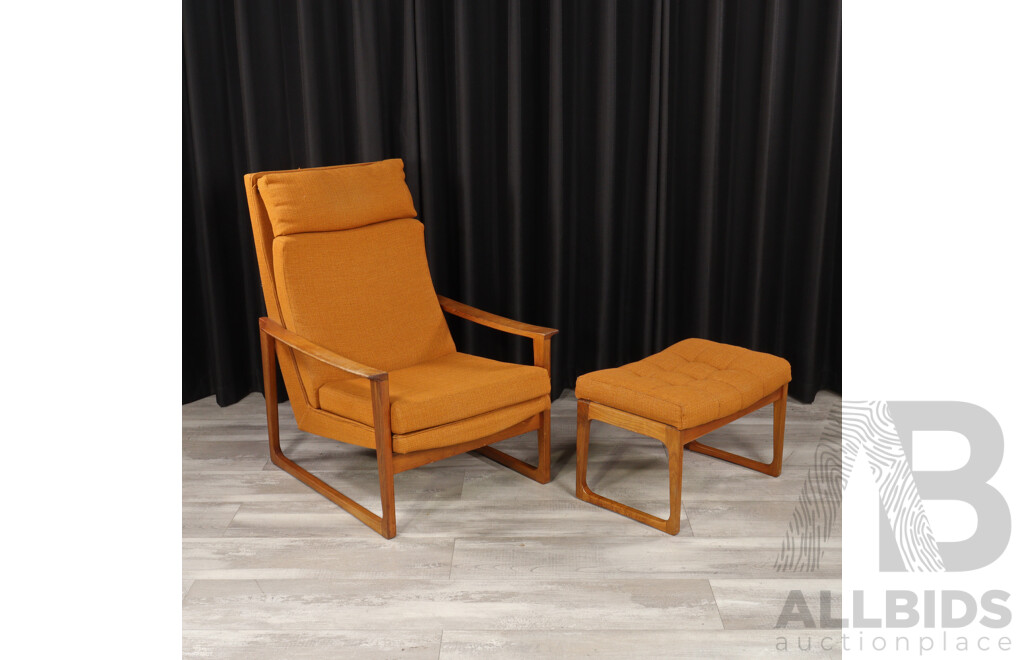 Vintage Coachwood Framed Lounge Chair Attributed to Gerald Easden