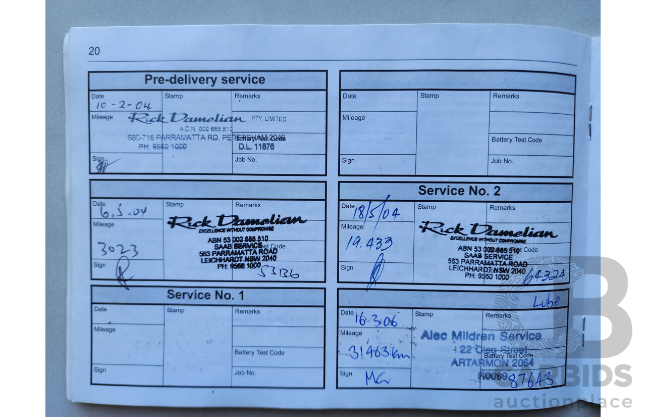 2/2004 Saab 9-3 ARC 2.0T MY04 4d Sedan Silver 2.0L