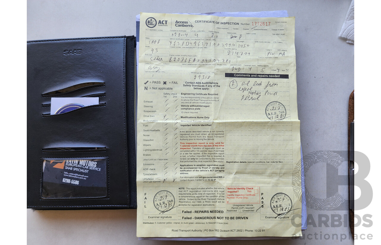 2/2004 Saab 9-3 ARC 2.0T MY04 4d Sedan Silver 2.0L