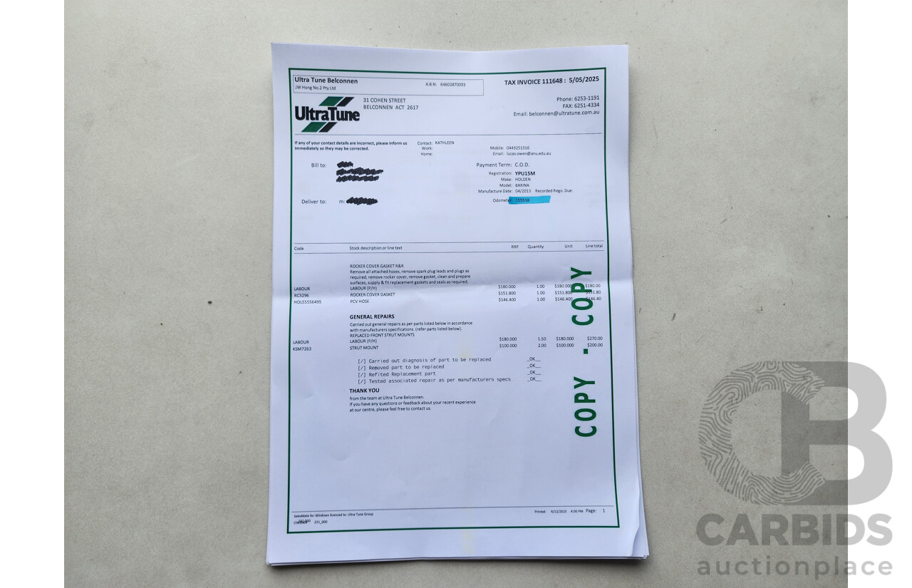 4/2013 Holden Barina CD TM MY13 5d Hatchback White 1.6L