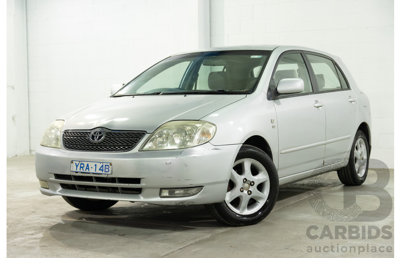11/2002 Toyota Corolla Ultima Seca ZZE122R 5d Hatchback Silver Glaze Metallic 1.8L