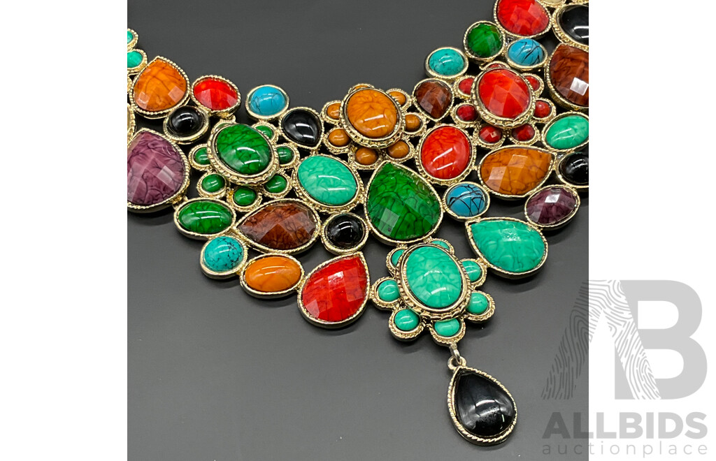 AMRITA SINGH Multi Colour Gem Stone Necklace and Black Grey Necklace - Lot of 2