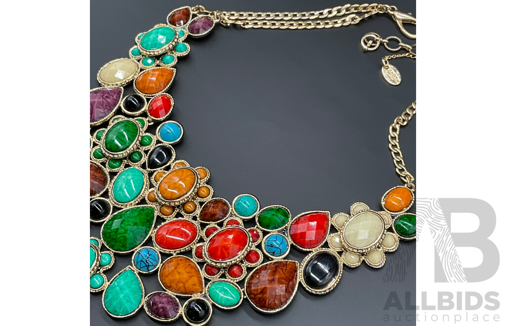 AMRITA SINGH Multi Colour Gem Stone Necklace and Black Grey Necklace - Lot of 2