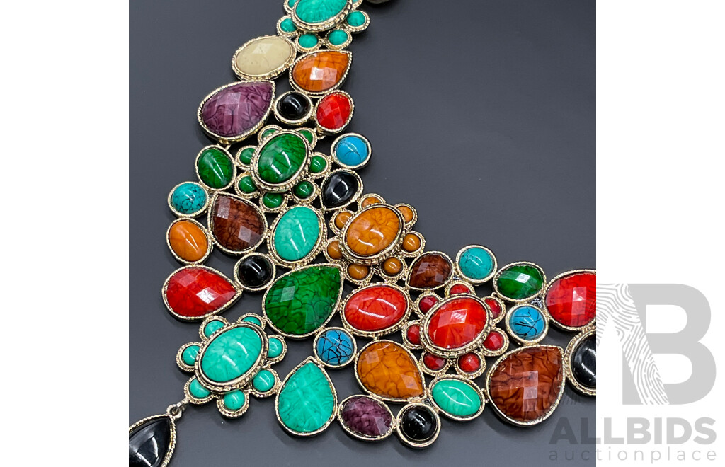 AMRITA SINGH Multi Colour Gem Stone Necklace and Black Grey Necklace - Lot of 2