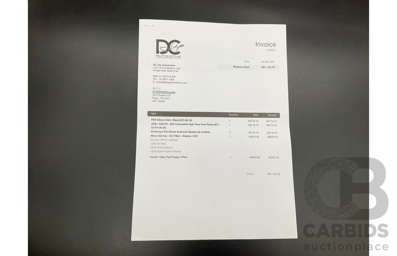 02/2015 Subaru WRX STi Premium (AWD) MY15 4d Sedan Crystal White Turbo 2.5L