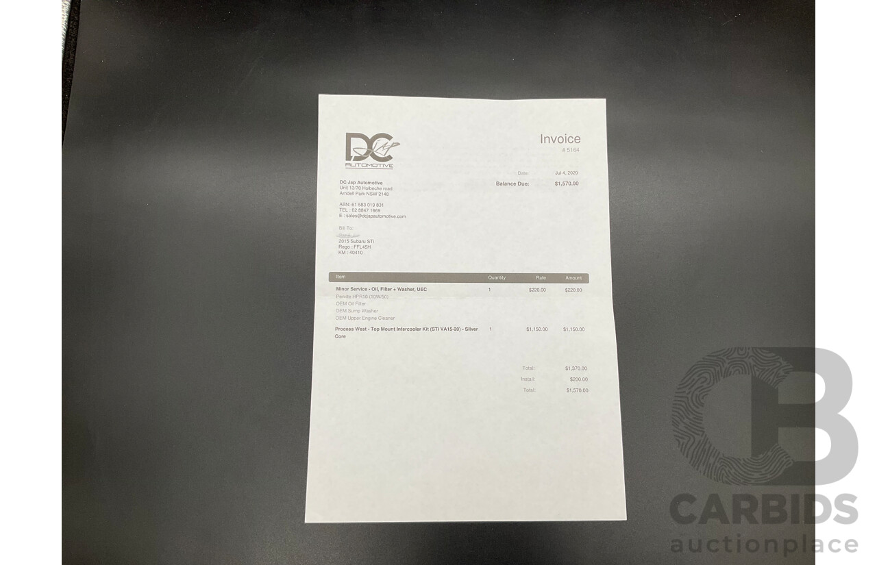 02/2015 Subaru WRX STi Premium (AWD) MY15 4d Sedan Crystal White Turbo 2.5L