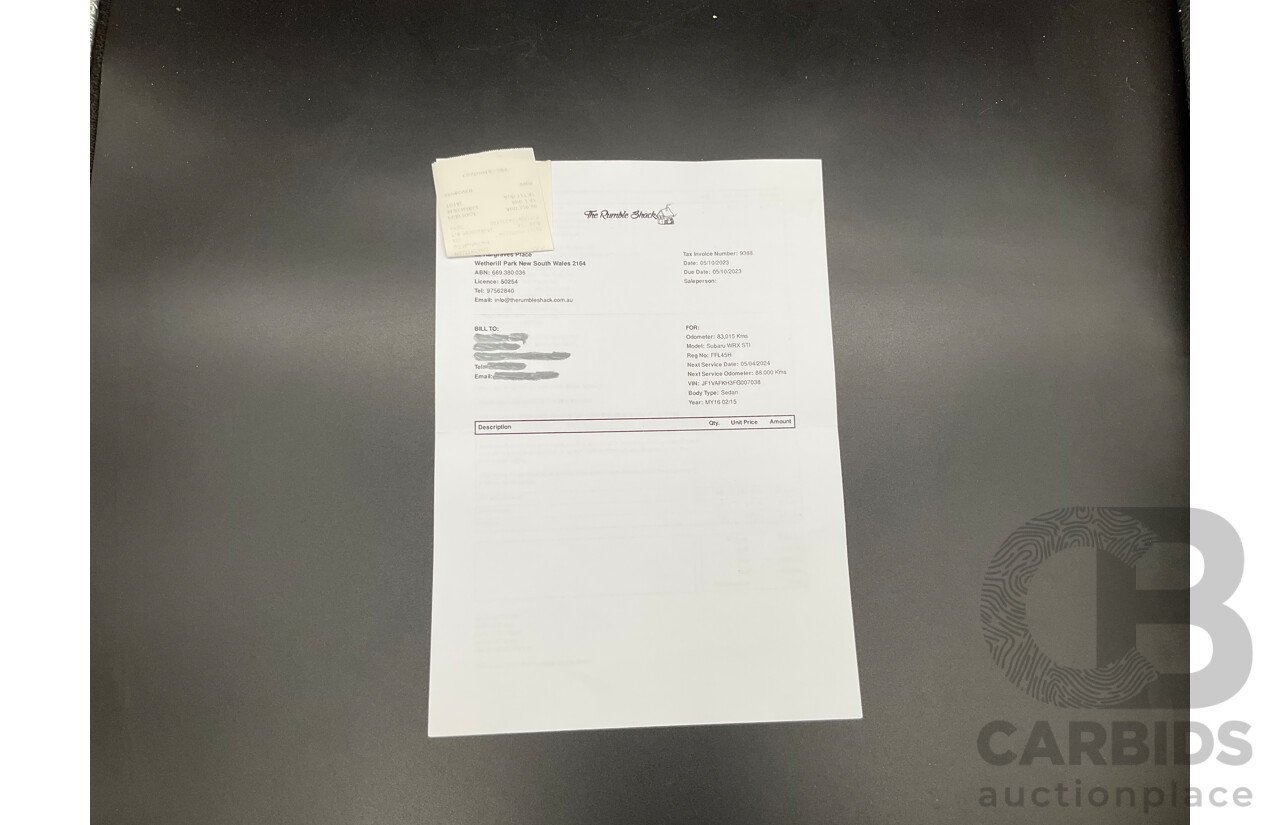 02/2015 Subaru WRX STi Premium (AWD) MY15 4d Sedan Crystal White Turbo 2.5L