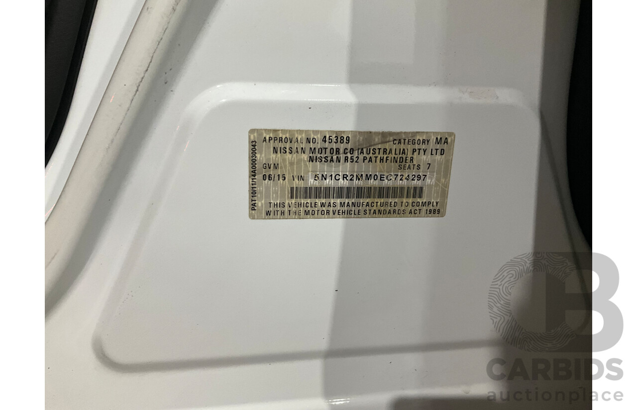 6/2015 Nissan Pathfinder ST-L Hybrid (4x4) R52 MY15 4d Wagon Ivory Pearl Supercharged 2.5L - 15kW Hybrid - 7 Seater
