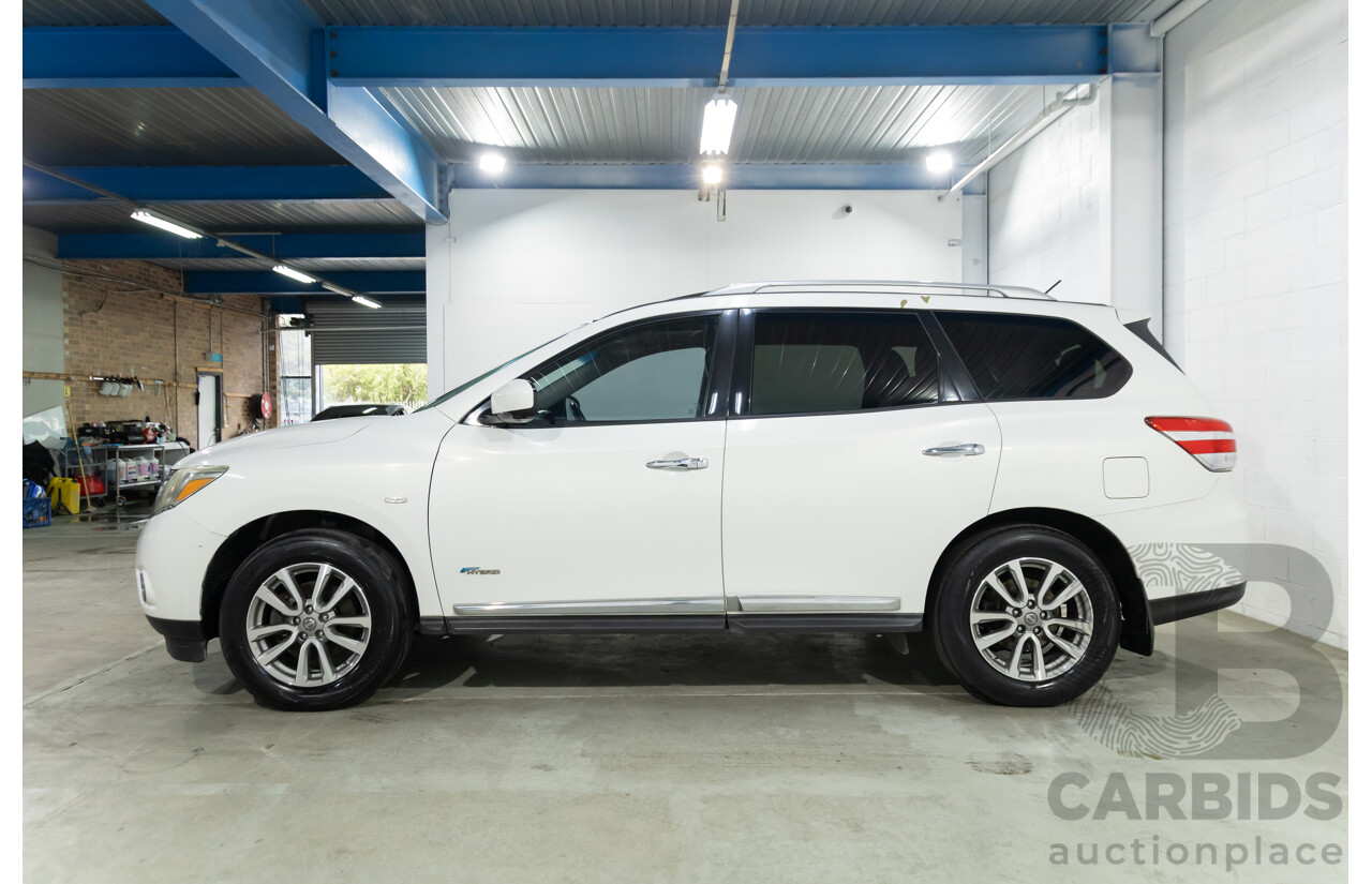 6/2015 Nissan Pathfinder ST-L Hybrid (4x4) R52 MY15 4d Wagon Ivory Pearl Supercharged 2.5L - 15kW Hybrid - 7 Seater