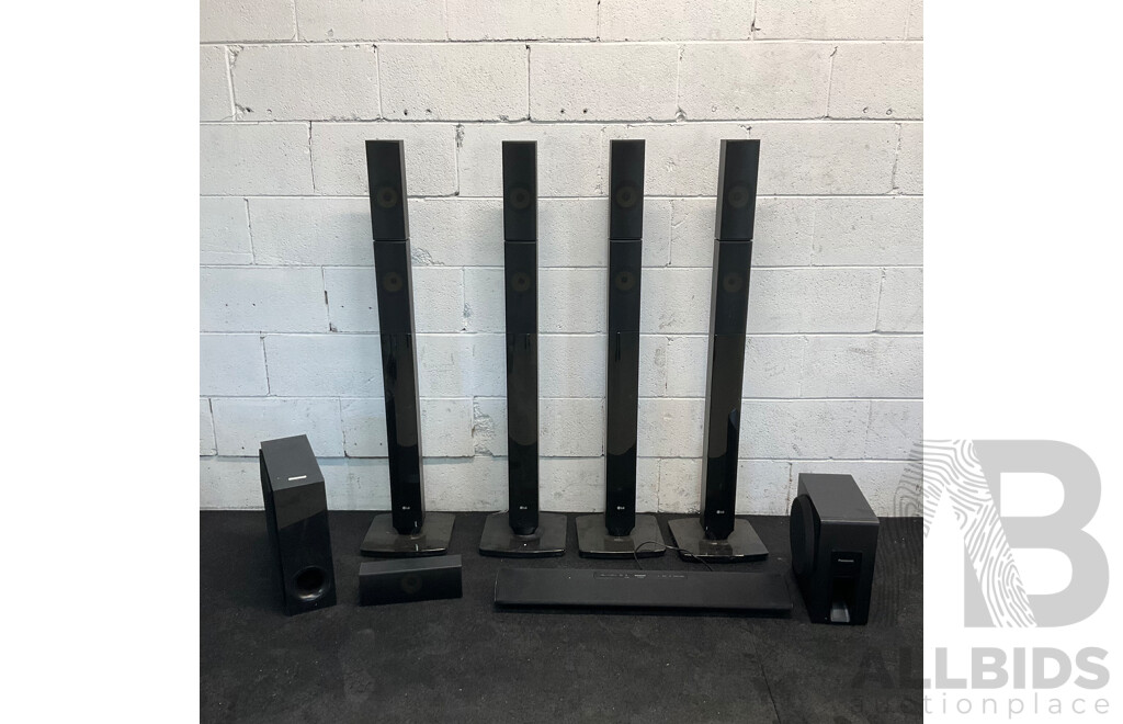 Panasonic SU-HTB18 Sound Bar with Subwoofer and LG Home Theatre System (Speaker S63T1 ,S63T2 & Center S63S2)