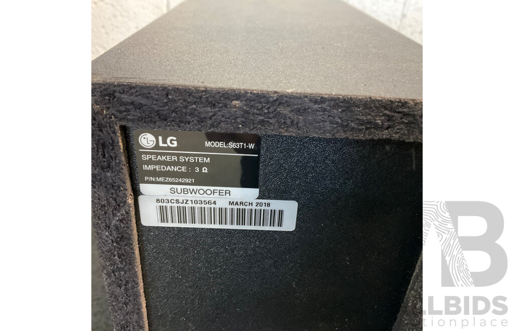 Panasonic SU-HTB18 Sound Bar with Subwoofer and LG Home Theatre System (Speaker S63T1 ,S63T2 & Center S63S2)
