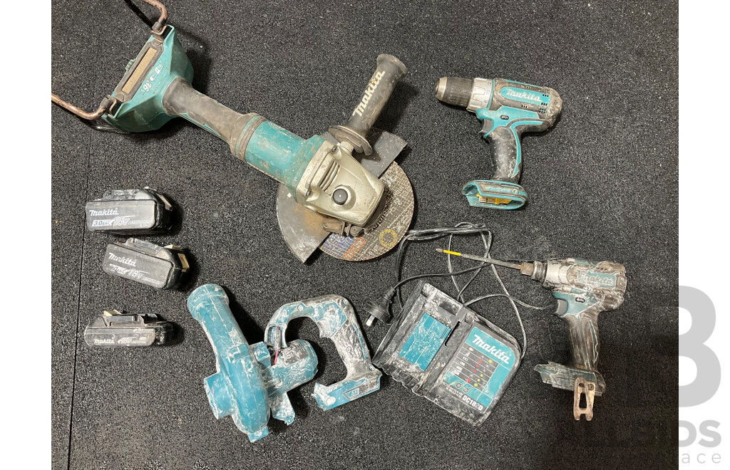 Assorted MAKITA 18V Tools and Batteries - Lot of 8