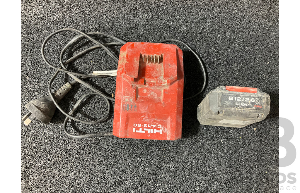 HILTI Compact Battery Charger (C 4/12-50) and Battery - Lot of 2