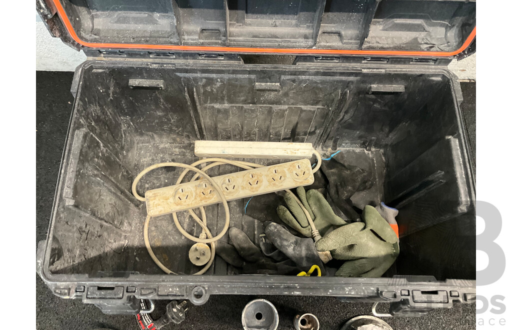 AEG Quickstack Toolbox, OZITO Angle Grinder and Heat Gun, TROJAN Suction Cups and Hammer, and Others