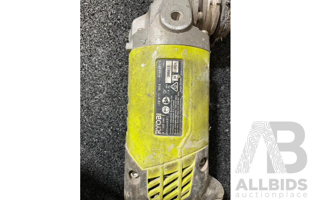 RYOBI One+ 18V Angle Grinder and Reciprocating Saw with Two 5.0Ah Batteries - Lot of 4