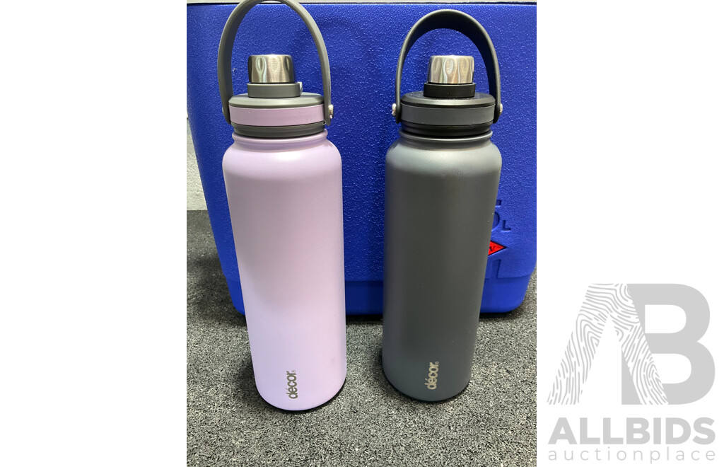 WILLOW 25L Cooler, DECOR Insulated Bottles, Cutlery Set and SISTEMA Storage Containers - Lot of 8