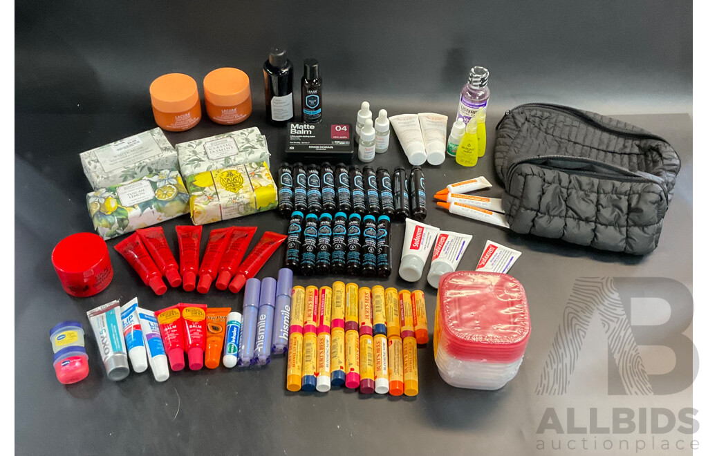 Bulk Lot - Lacura Purifying Cleansing Balm & Hask Hair Oil & Assorted Lip Balm, Soap, Sudocrem, Strotdaderm and More