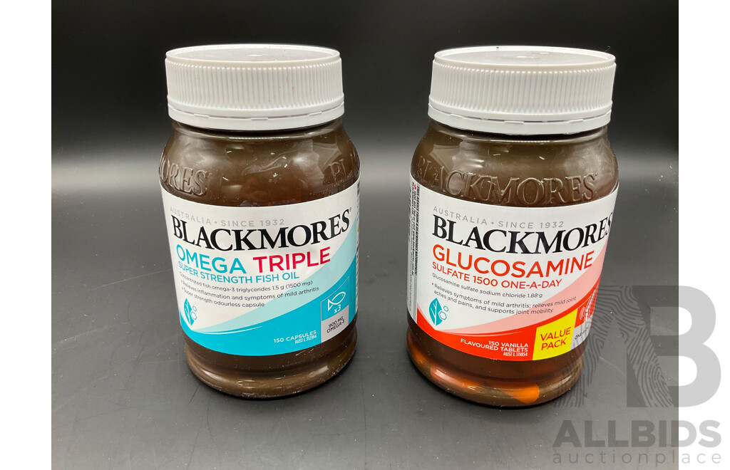 ORAL-B Sensitive Clean Electric Toothbrush Heads and BLACKMORES Omega Triple and Glucosamine Supplements - Lot of 6