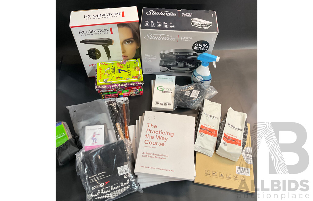 Mixed Lot - Assorted Household Items Included Sunbeam Toaster, Remington Hair Dryer and More