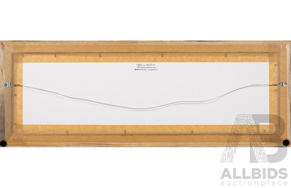 Brett McIntosh, (20th Century, Australian), Glasshouse Mountains, Wonderful Mixed Media Photographic Print, 29 x 79 cm (frame)