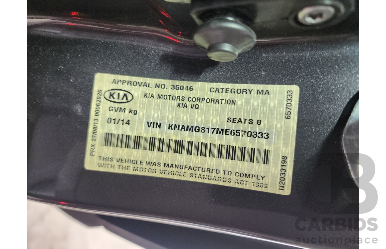 1/2014 Kia Grand Carnival S VQ MY14 4d Wagon Grey 3.5L