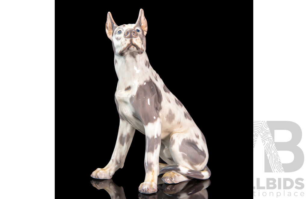 Glazed Seated Great Dane by Dahl Jensen, Denmark