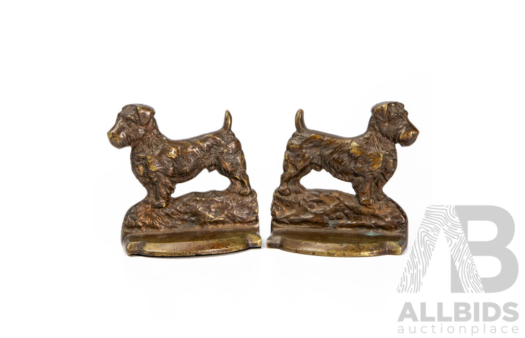 Pair of Vintage Brass Hound Form Bookends