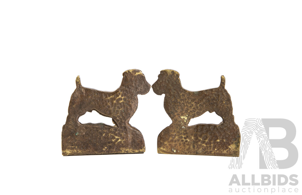 Pair of Vintage Brass Hound Form Bookends