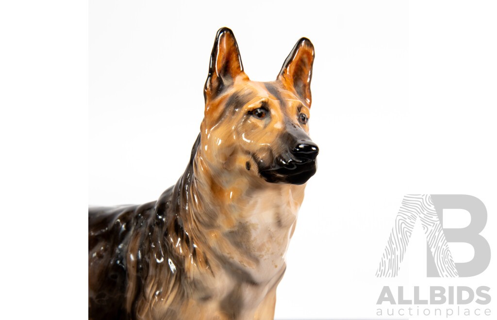 Pair of Glazed Ceramic German Shepards by Royal Doulton and Ulrica of England