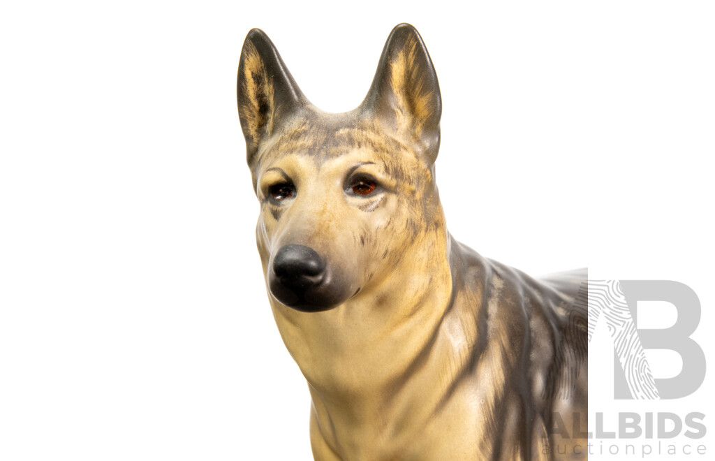 Pair of Glazed Ceramic German Shepards by Royal Doulton and Ulrica of England