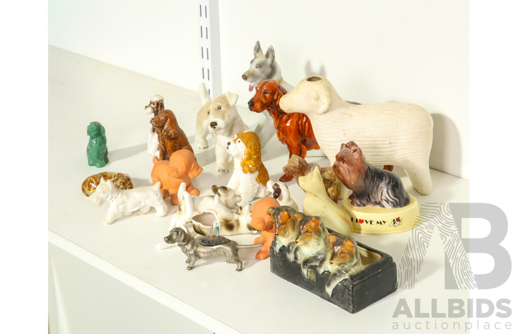 Collection of Dogs and Sheep Made From Porcelain, Resin and Ceramic