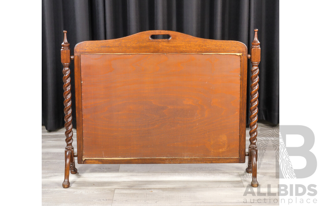 Edwardian Oak Tapestry Front Spark Screen