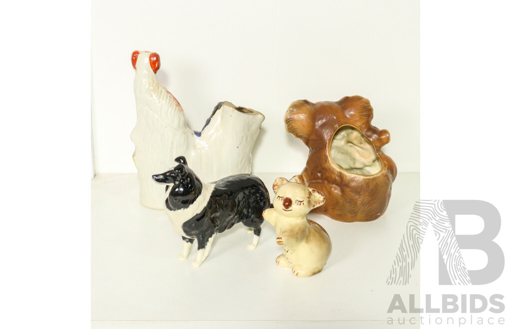 Collection of Ceramic Animals Figurines Including Dog's and Koala's