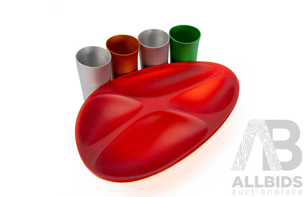 Set Four Australian Made Fink & Co Matt Beakers Designed by Robert Foster and Fink & Co Rockpool Bowl