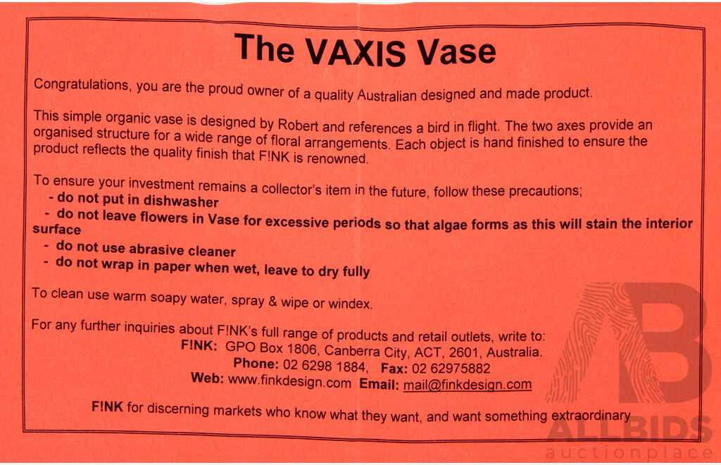 The Vaxix Vase, Fink & Co Matt Beakers Designed by Robert Forster and Fink & Co