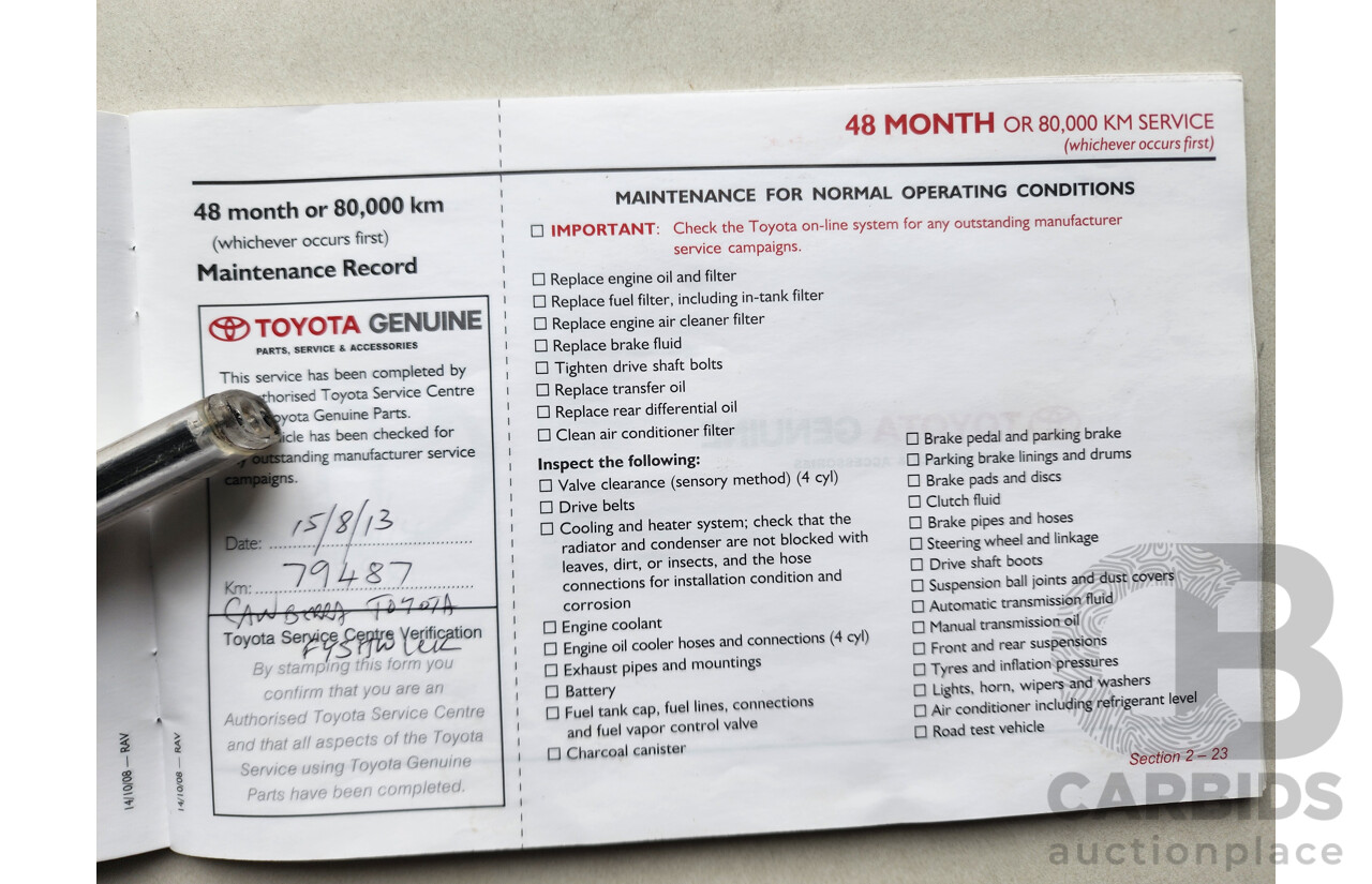 9/2009 Toyota Rav4 CV (4x4) ACA33R 08 UPGRADE 4d Wagon White 2.4L