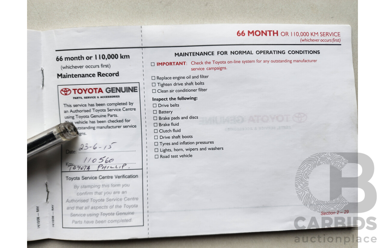 9/2009 Toyota Rav4 CV (4x4) ACA33R 08 UPGRADE 4d Wagon White 2.4L