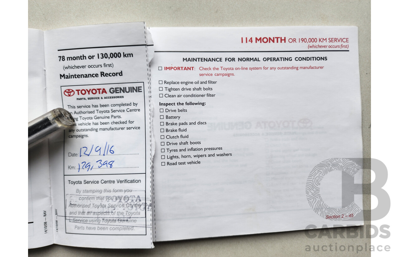 9/2009 Toyota Rav4 CV (4x4) ACA33R 08 UPGRADE 4d Wagon White 2.4L