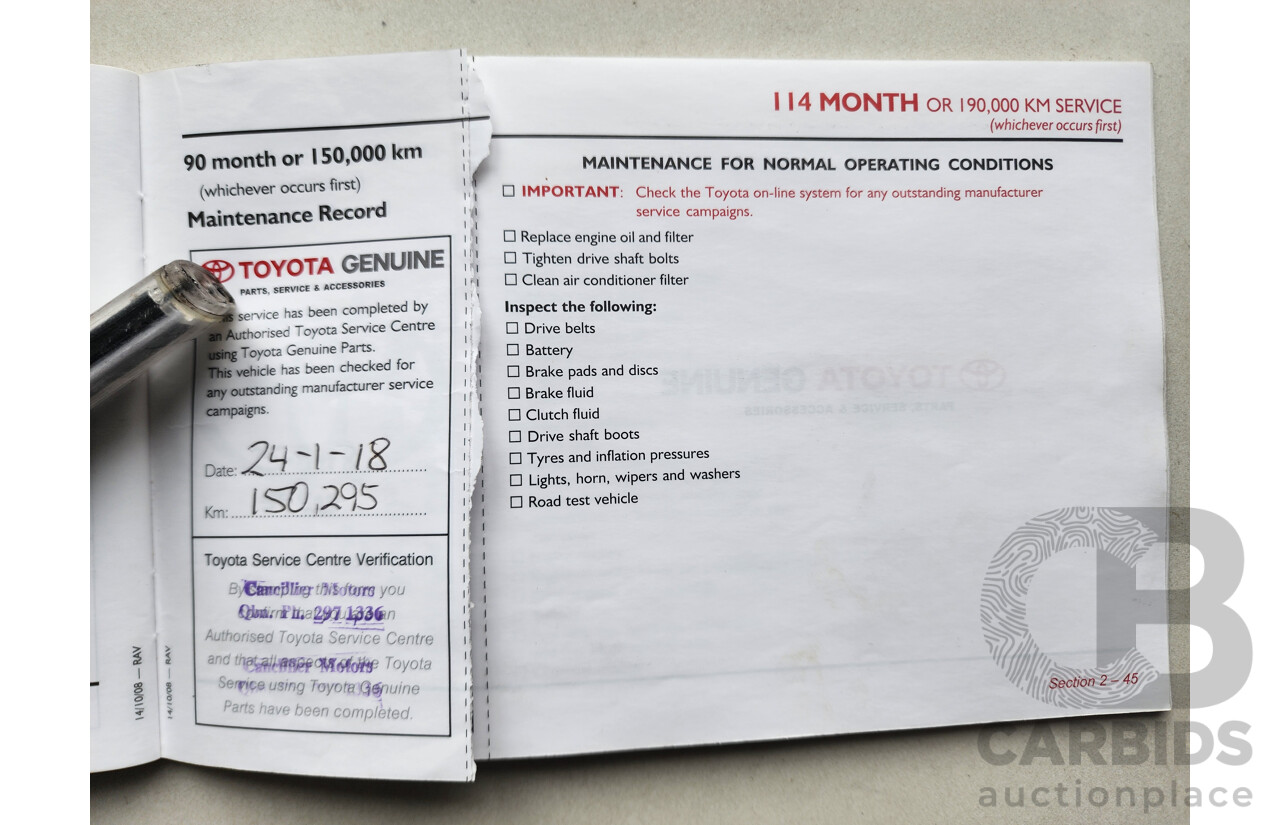 9/2009 Toyota Rav4 CV (4x4) ACA33R 08 UPGRADE 4d Wagon White 2.4L