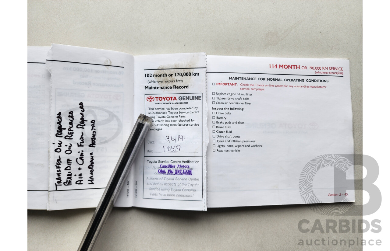 9/2009 Toyota Rav4 CV (4x4) ACA33R 08 UPGRADE 4d Wagon White 2.4L