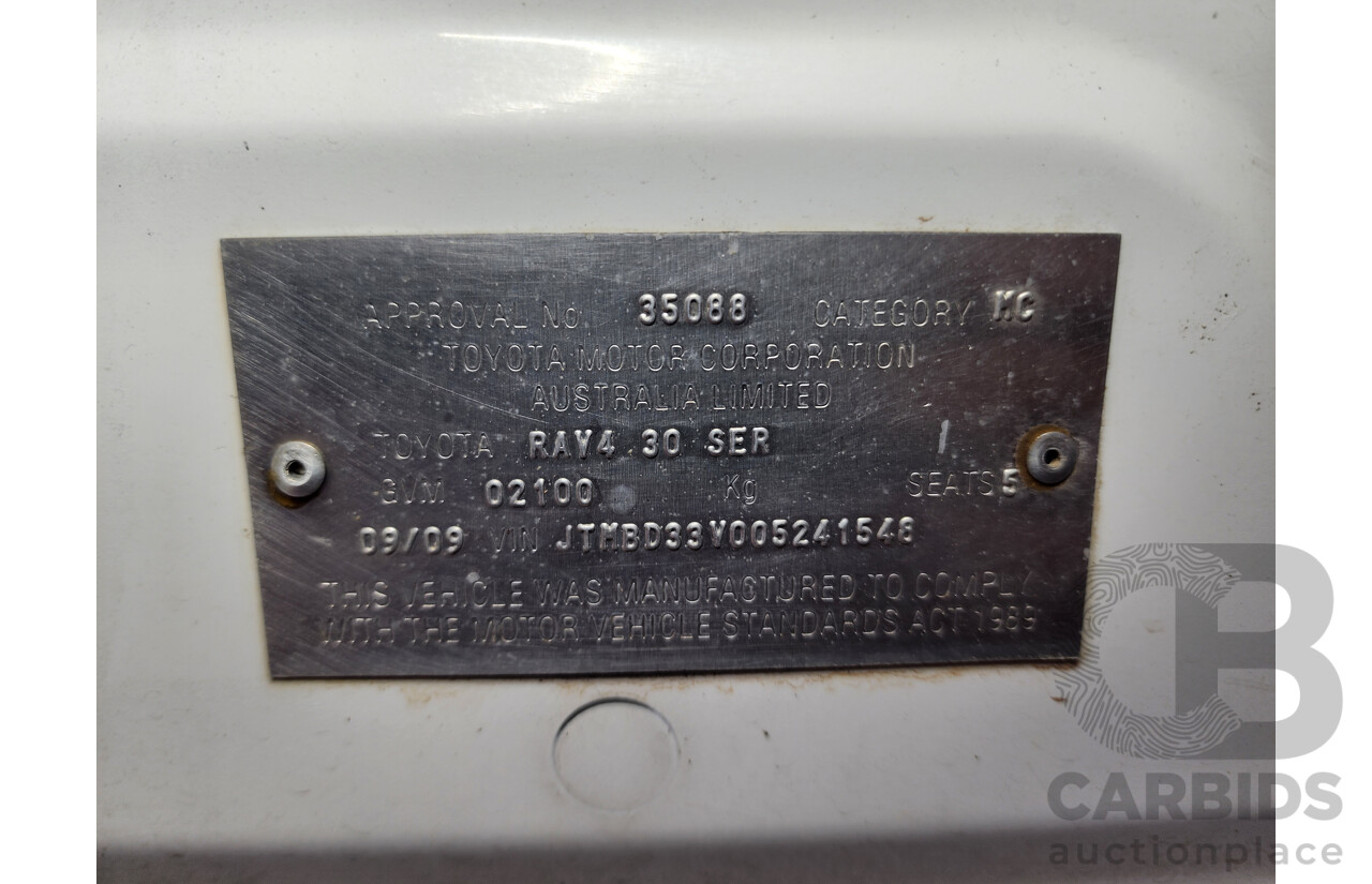 9/2009 Toyota Rav4 CV (4x4) ACA33R 08 UPGRADE 4d Wagon White 2.4L