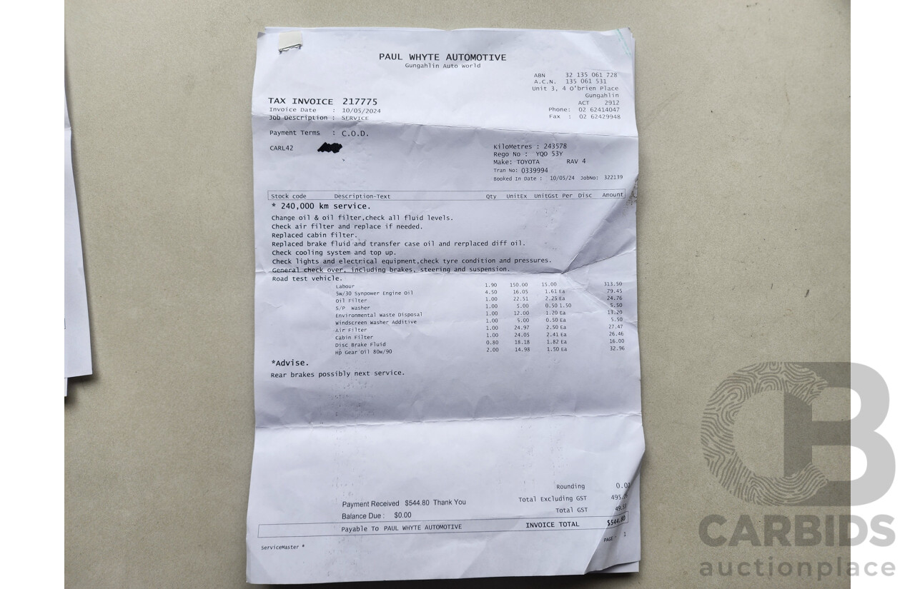 9/2009 Toyota Rav4 CV (4x4) ACA33R 08 UPGRADE 4d Wagon White 2.4L