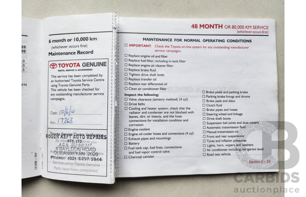 9/2009 Toyota Rav4 CV (4x4) ACA33R 08 UPGRADE 4d Wagon White 2.4L