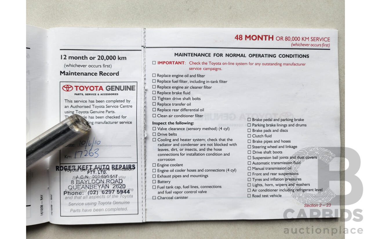 9/2009 Toyota Rav4 CV (4x4) ACA33R 08 UPGRADE 4d Wagon White 2.4L