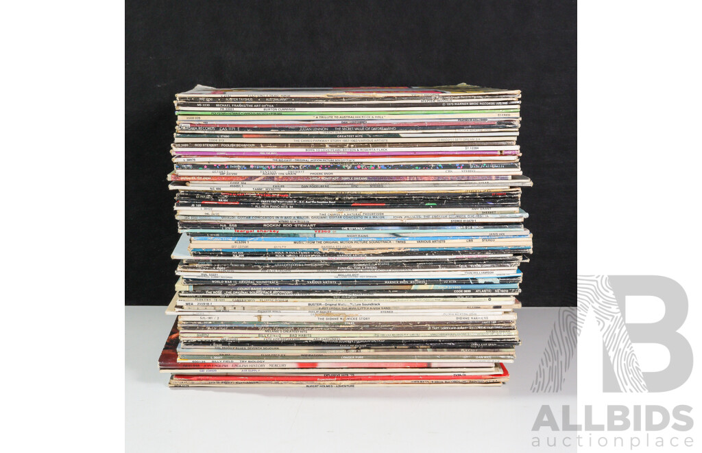 Crate of Various Popular Music LPs